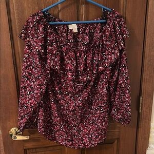 MICHAEL Michael Kors Red and Black Floral Blouse